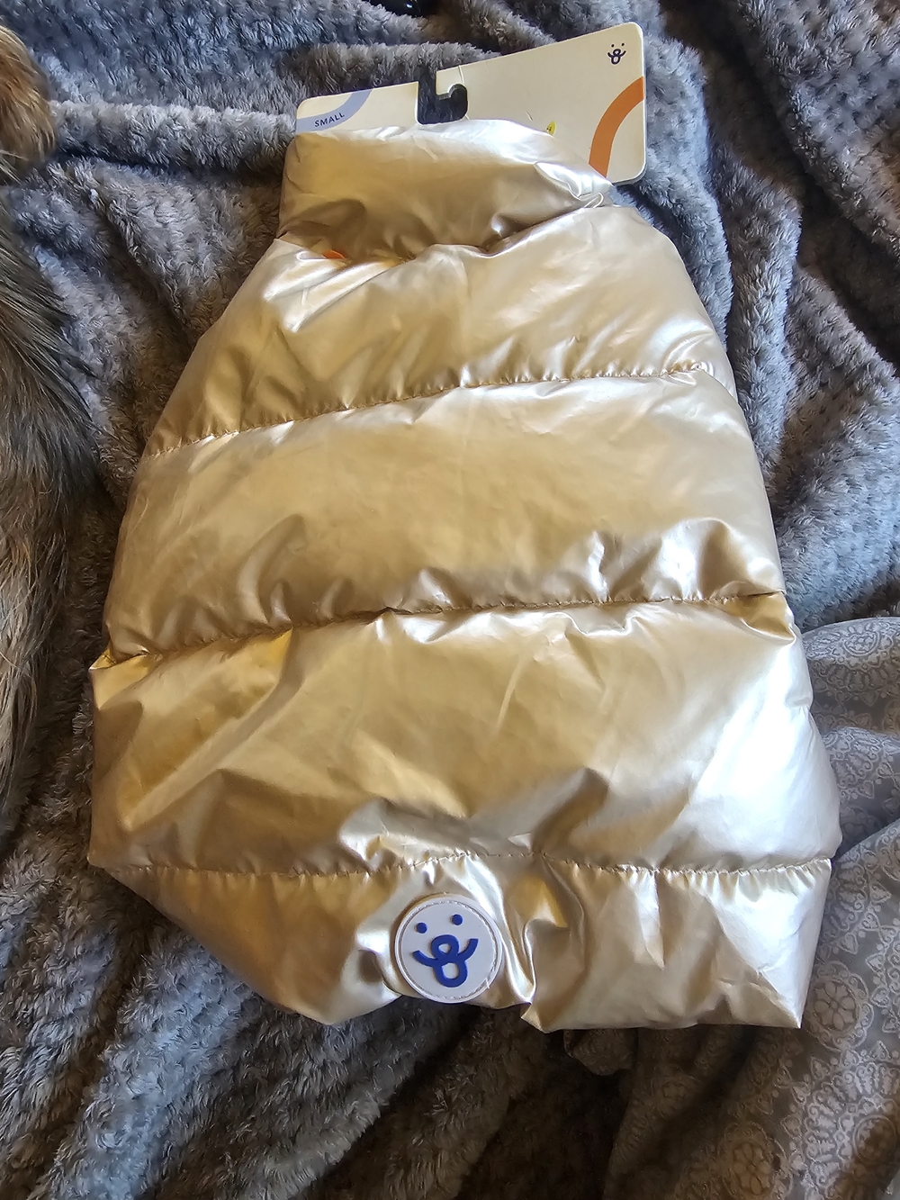 Gold Puffer Dog Vest - Small